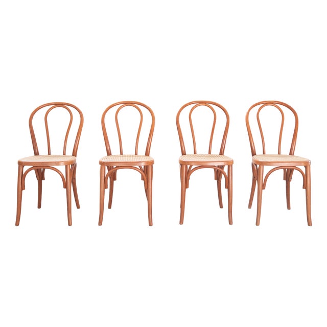 Chairs in Curved Beech Wood and Straw Seat, 1990s, Set of 6 For Sale