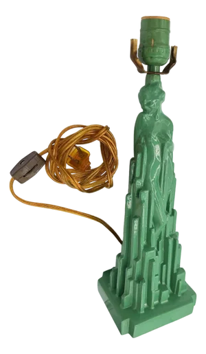 1970s Re-Editon Art Deco Frankart "Spirit of Modernism" L215 Spelter Metal Table Lamp