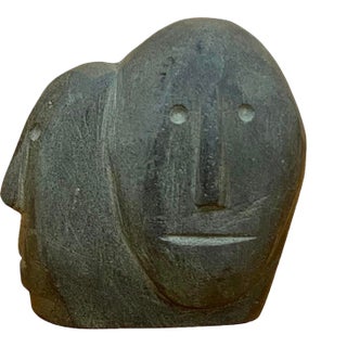 Surrealist Inuit Basalt Sculpture of Two Faces For Sale