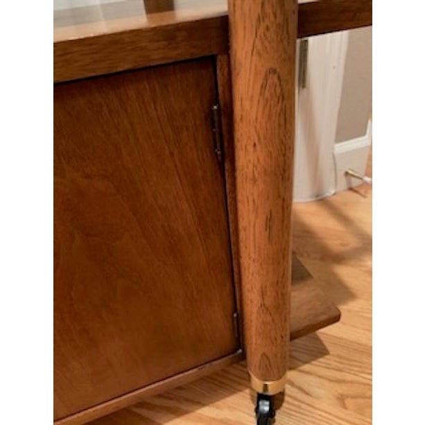 Brown 1950s Mid-Century Three-Tier Bar Cart With Storage Cabinet For Sale - Image 8 of 14