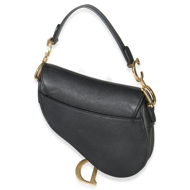 Contemporary Black Grained Calfskin Mini Saddle Bag For Sale - Image 3 of 6