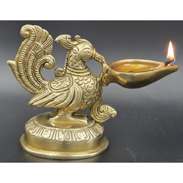 Handcrafted Brass Peacock Oil Lamp-Diya-Deepam For Sale - Image 16 of 18