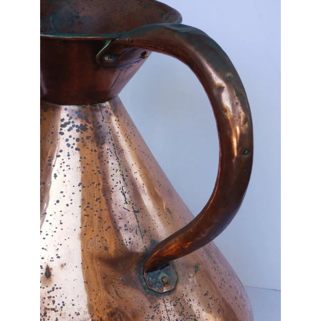1900 - 1909 Large Antique French Hand-Hammered Copper Milk Jug/Pitcher For Sale - Image 5 of 9