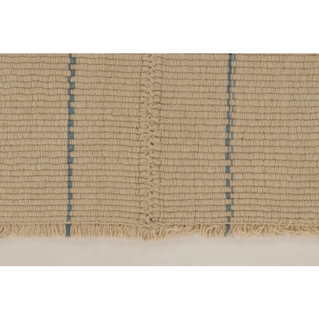 Textile Rug & Kilim Contemporary Rez Kilim Flatweave Rug With Blue & Brown Stripes For Sale - Image 7 of 10