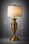 Metal Vintage Transitional Urn Table Lamp in Antique Brass With Pierced Metal Frieze & Linen Drum Shade — 27” - a Pair For Sale - Image 7 of 9