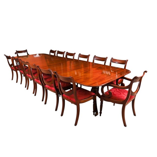 Vintage Triple Pillar Dining Table and Chairs by William Tillman, 1980s, Set of 15 For Sale - Image 15 of 15