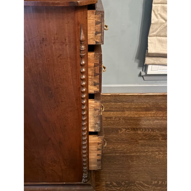Brown Exceptional 19th Century Flame Mahogany Chest of Drawers With Barley Twist Columns For Sale - Image 8 of 11