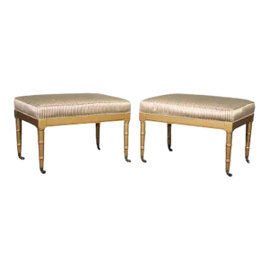 Pair of Gold Paint Decorated Faux Bamboo French Benches Stools