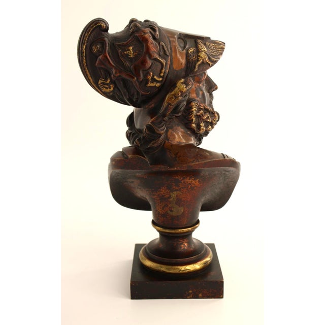 Antique Heavy Bronze Bust Sculpture of Greek Warrior Ajax, Signed, 1908 For Sale - Image 4 of 9