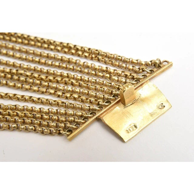 Gold Vintage Gold Wash Over Sterling Silver Beaded Strand Link hbhhhNecklace With Egyptian Clasp For Sale - Image 8 of 9