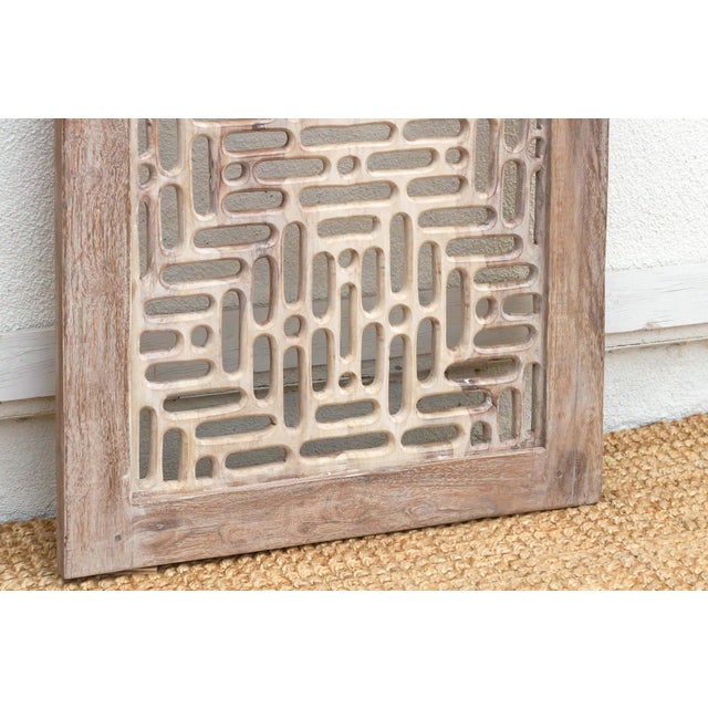 Temple Lattice Whitewash Teak Indian Door For Sale - Image 4 of 9