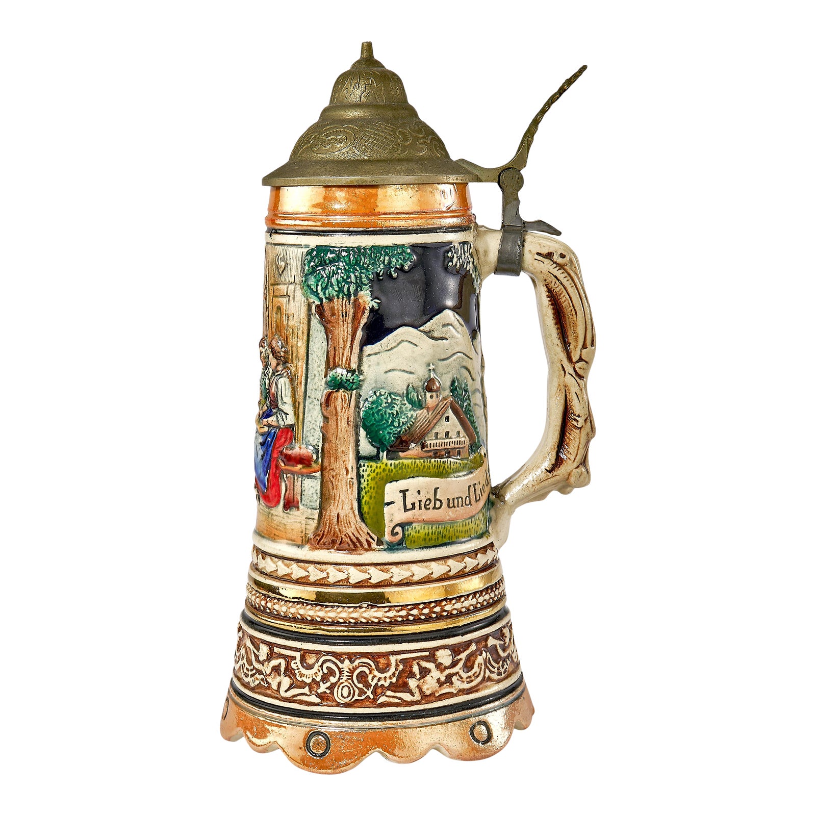 Vintage Musical German Beer Stein "Lieb Und Lied Einfroh Gemut
