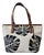 Vintage Brahmin Monaco Palm Leaf Zip Top Tote – White Textured Leather With Black Patent Croc Embossed Monstera For Sale