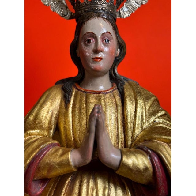 17th Century Spanish American Immaculate Conception Sculpture For Sale - Image 9 of 11