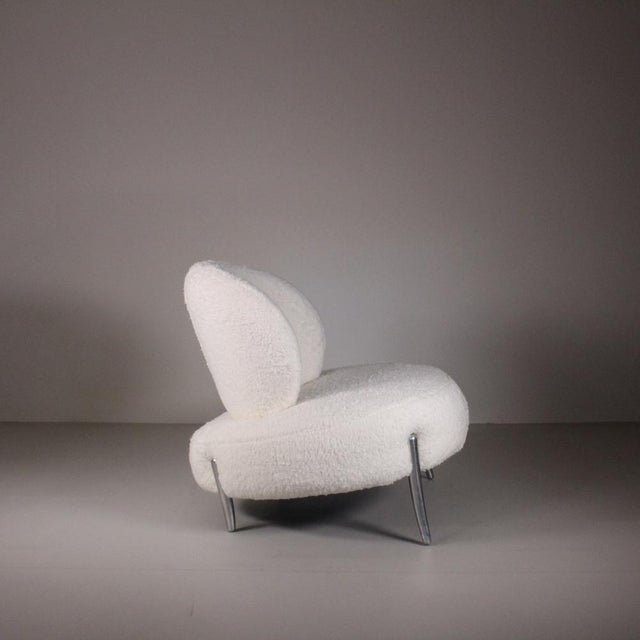 Lounge Chair in White Boucle For Sale - Image 9 of 15