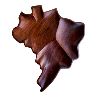 Mid 20th Century Jacaranda Wood Snack Bowl in the Shape of Brazil, in the Style of Jean Gillon For Sale