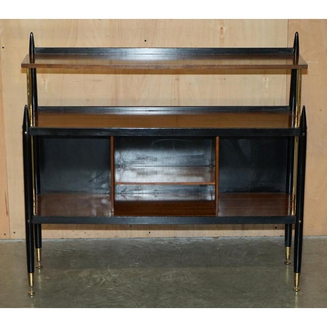 Lovely fully restored Mid Century Modern small G Plan sideboard in Mahogany Brass with Ebonised paneling. Dimensions...