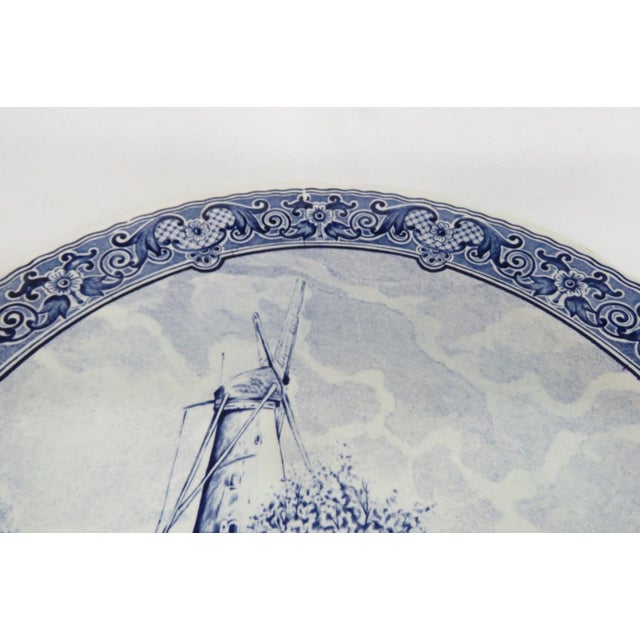 Mid 20th Century Boch Delfts Extra Large White Blue Porcelain Plate Royal Sphinx Holland 4896b For Sale - Image 5 of 18