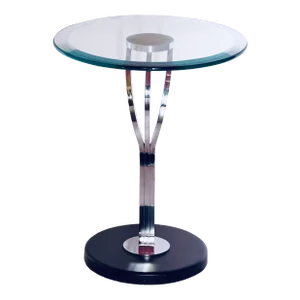 Contemporary Chrome and Glass Side Table