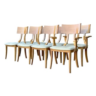 Vintage Italian Burl Wood and Chrome Klismos Dining Chairs - Set of 8 For Sale