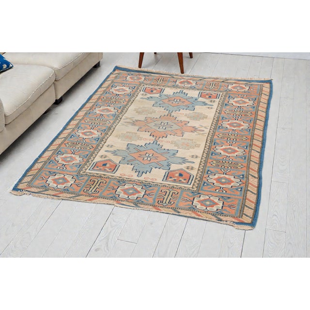 Turkish Mid 20th Century Handknotted Wool Area Carpet For Sale - Image 3 of 9