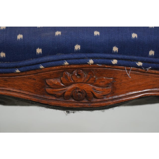 Louis XV French Style Carved Footstool W. Upholstered Seat For Sale - Image 9 of 12