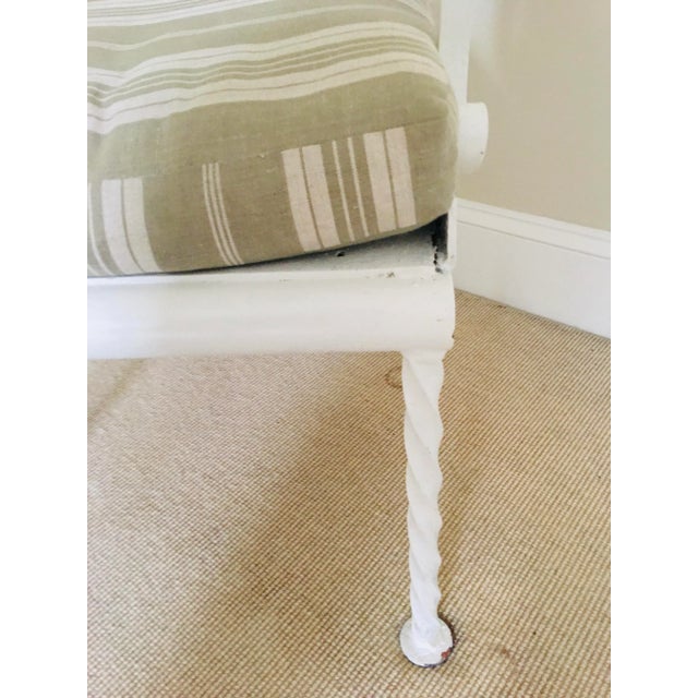 1900 - 1909 Vintage French Iron Painted Armchair Fauteuil Chair W Pillow For Sale - Image 5 of 10