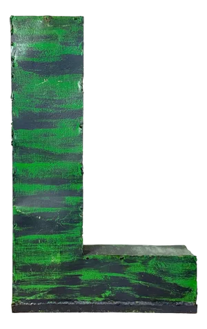 Large Vintage Green Iron Facade Letter L, 1970s
