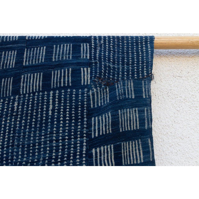 Grid & Block Indigo Mud Cloth Throw For Sale In Los Angeles - Image 6 of 8
