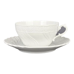 Vintage Italian Oversized White Porcelain Tea Cup and Saucer Vecchio Ginori by Richard Ginori 1735