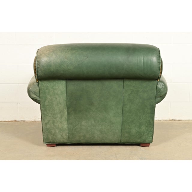 Century Furniture Art Deco Studded Leather Lounge Chair With Ottoman For Sale - Image 11 of 12