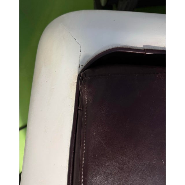 1970s Space Age White Sofa With Aubergine Leather, Circa 1970 For Sale - Image 5 of 12