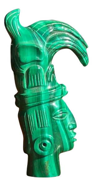 20th Century Small Hand-Carved Malachite Sculpture Of An Indigenous Tribesman