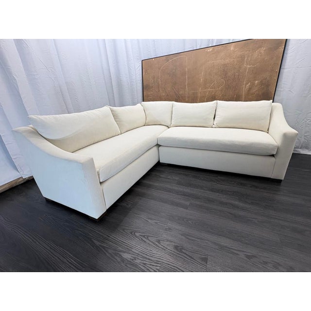 2020s Rh Belgian Classic Slope Arm Left-Arm Bench-Cushion L-Sectional For Sale - Image 5 of 18