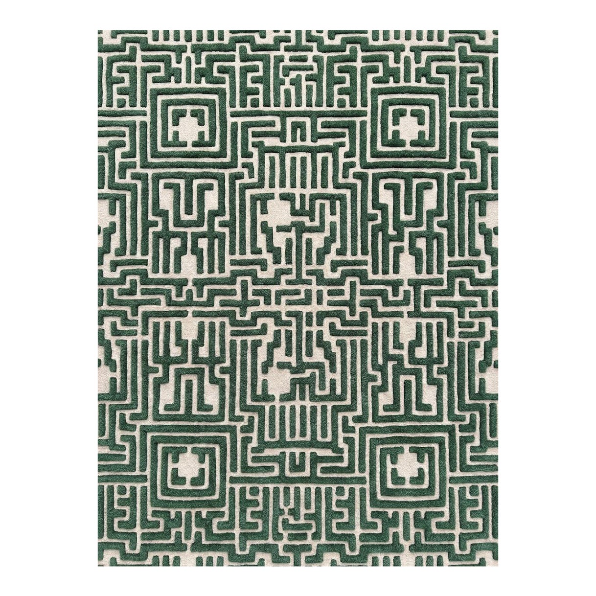 Theseus Hand-Tufted Maze Rug, Boxwood Green, 6x9 | Chairish
