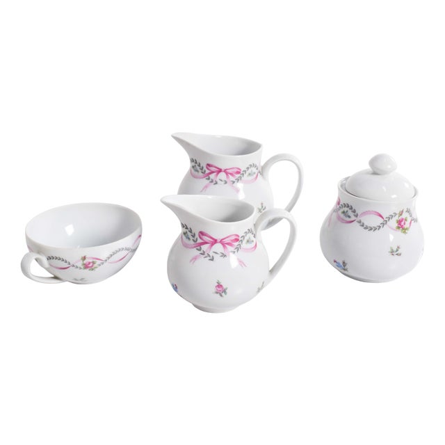 Tea Set in Porcelain from Limoges, 1920, Set of 4 For Sale