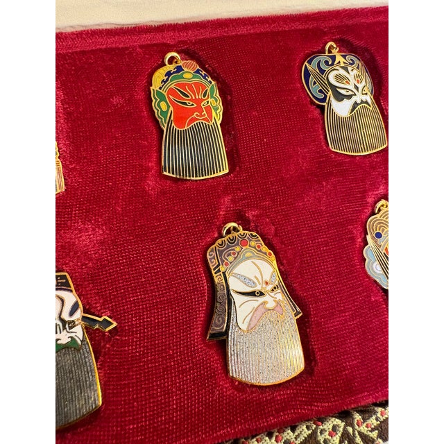 Peking Chinese Enamel Cloisonne' Opera Mask Pendants in Box Set of 10 For Sale - Image 4 of 6