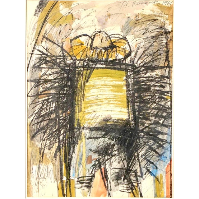 Abstract Expressionism Robert Freimark, Abstract Expressionist Watercolor Painting Mexican Farm Worker Robert Freimark, 1963 For Sale - Image 3 of 3