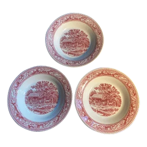 1960s Royal China Memory Lane Rimmed Soup Bowls- Set of 3