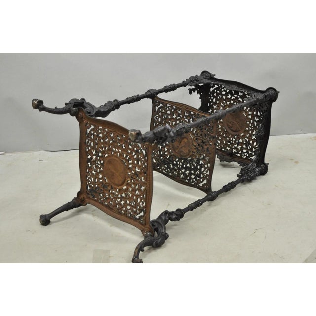 Antique French Renaissance Victorian Cast Iron Figural 3 Tier Plant Stand Table For Sale - Image 17 of 18