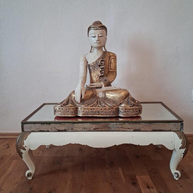 Baroque Antique Baroque Style Side Table with Mirrored Top For Sale - Image 3 of 18