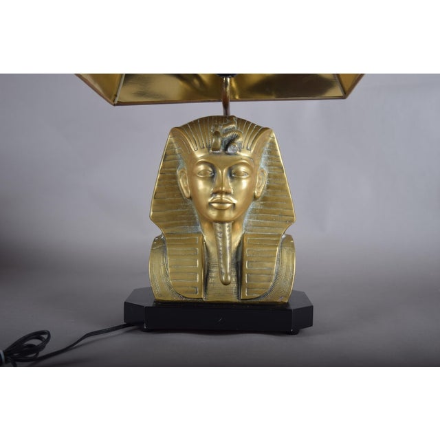 Vintage Egyptian Revival Brass Pharaoh Table Lamp, 1970s For Sale - Image 6 of 12