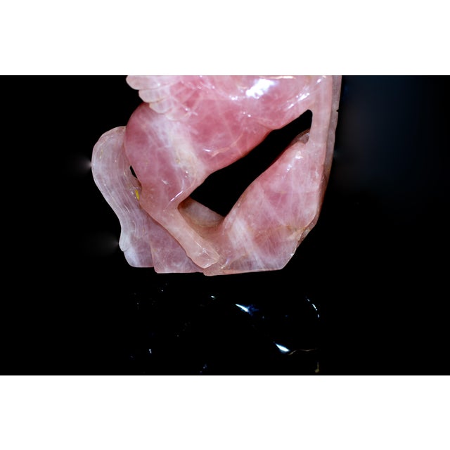 Mid 20th Century Natural Rose Quartz Pegasus Flying Horse Pink Gemstone For Sale - Image 5 of 13