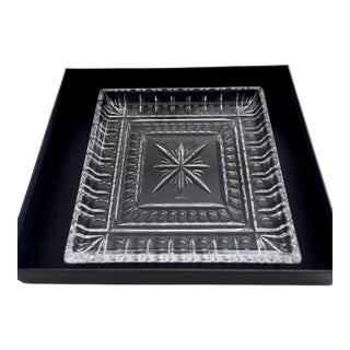 Vintage Waterford Crystal Star Cut Square Vide Poche Tray, Ireland For Sale