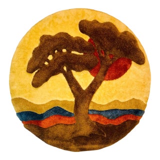 Mid-Century Modern Tree of Life Rug Art Wall Decor For Sale