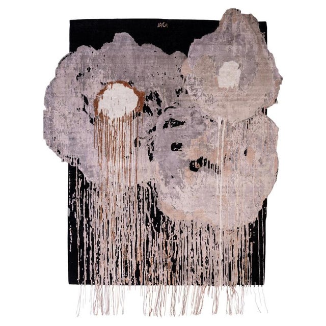 Hand-Knotted Sugar Magnolia Rug in Silk and Oxidised Wool by Dinodo Studio For Sale - Image 6 of 6