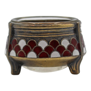 Early 20th Century Russian Silverplate, Champleve, and Glass Salt Dip