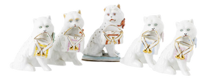 Porcelain Cat with Basket Toothpick Holders from Vista Alegre, Set of 5