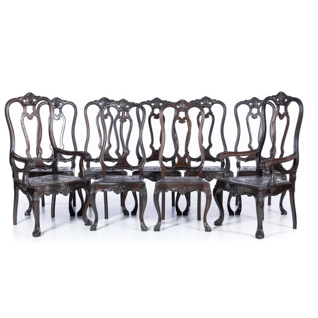 Armchairs and Chairs, Portugal, Late 19th Century, Set of 8 For Sale - Image 5 of 6
