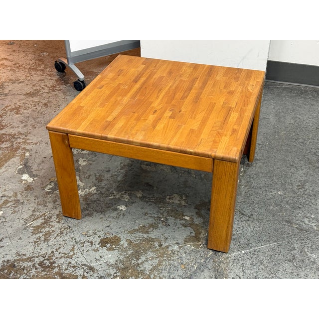 Modernist Butcher-Block Oak Side Table, Vintage For Sale - Image 11 of 12